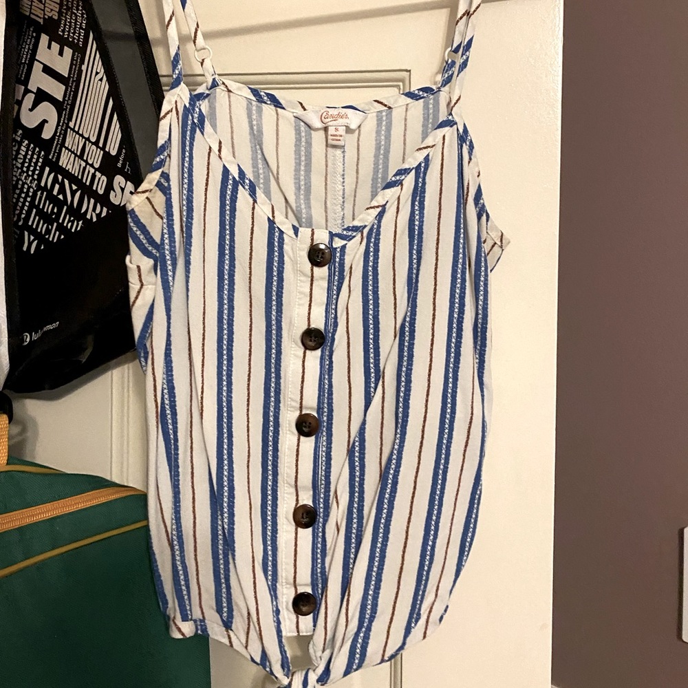 Red, white, and blue striped tank top. Size: small